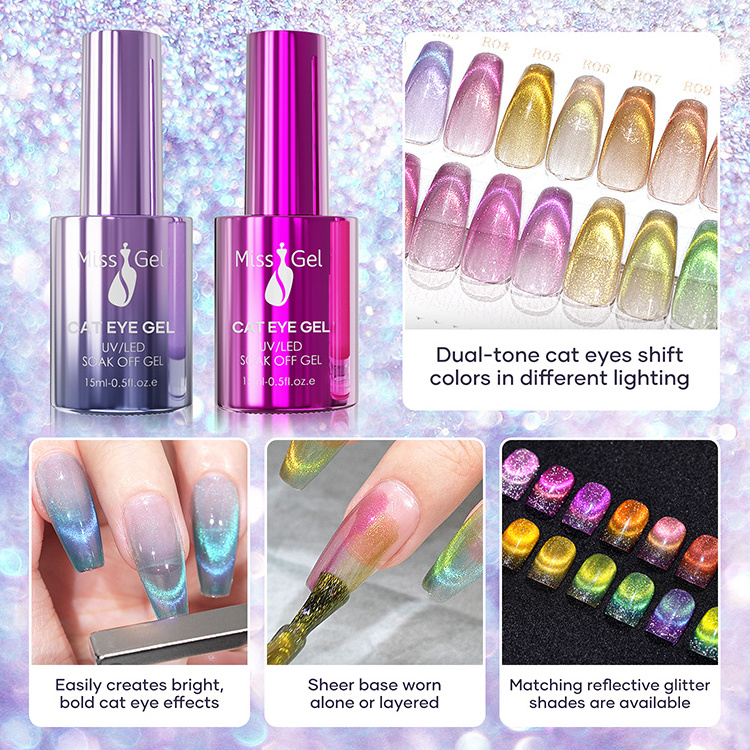 Free Sample Make Your Logo Magnet Diamond Cat Eye Nail Art Magnetic Uv Gel Nail For Led Cat Eye Gel Polish