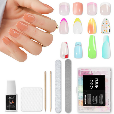 Vegan Press On Nails Medium Length For Women 288Pcs Acrylic False Nail Art Tips Sets With Glue Nail File