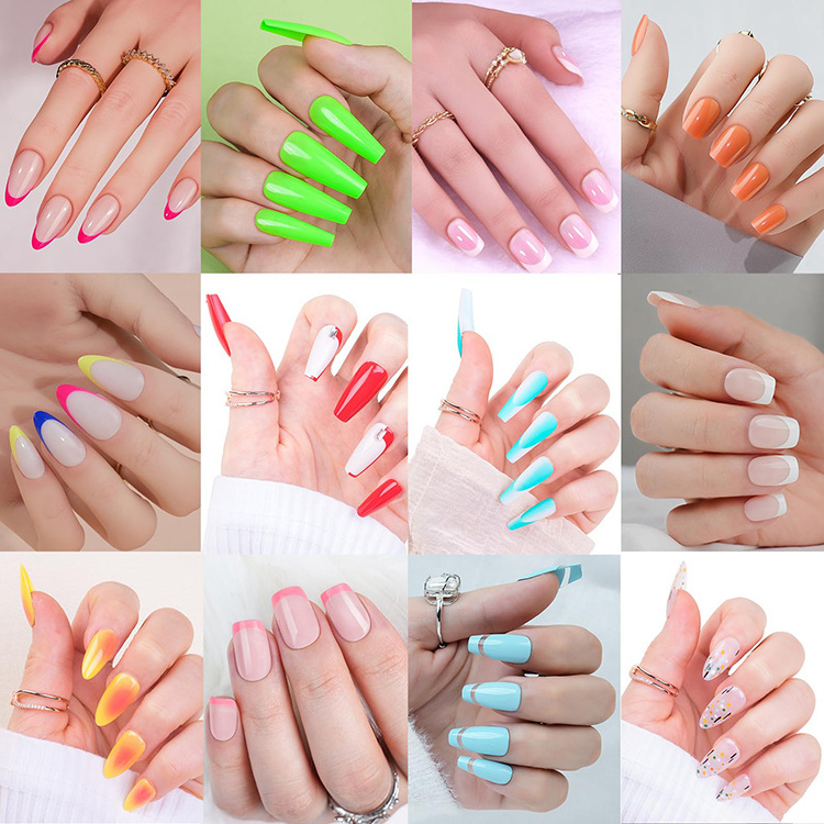 Vegan Press On Nails Medium Length For Women 288Pcs Acrylic False Nail Art Tips Sets With Glue Nail File