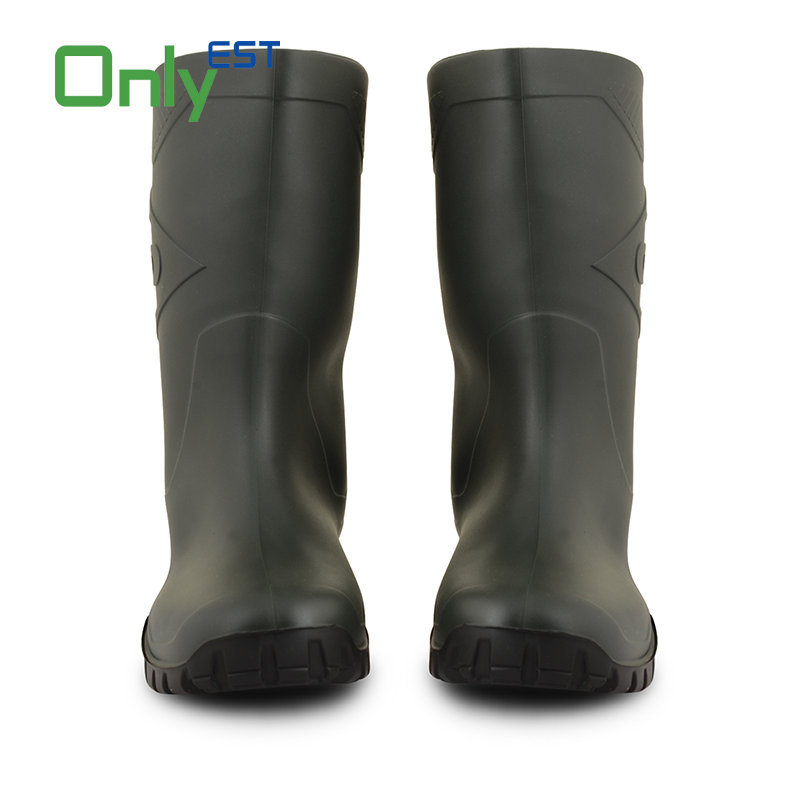 New rubber acid resistant custom black industrial steel toe pvc safety rain boots