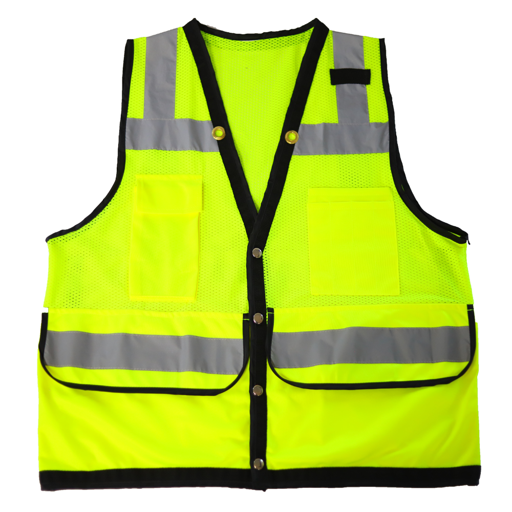 9 pockets with enormous capacity mesh reflective vest 3 inner pocket reflective security vest Press Studs closure