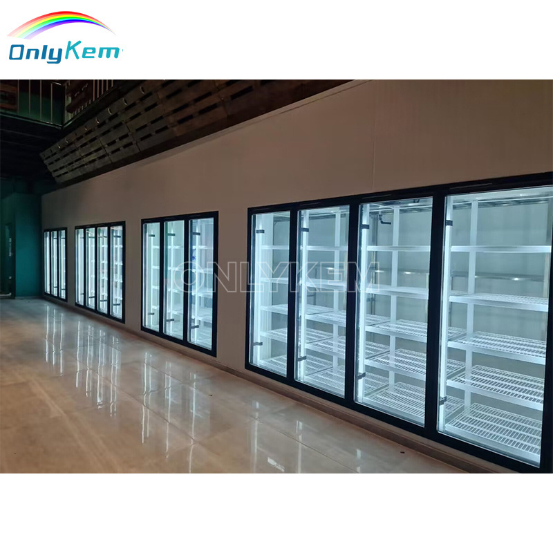 Supermarket Glass Door Walk in Cooler Freezer Display Cold Room