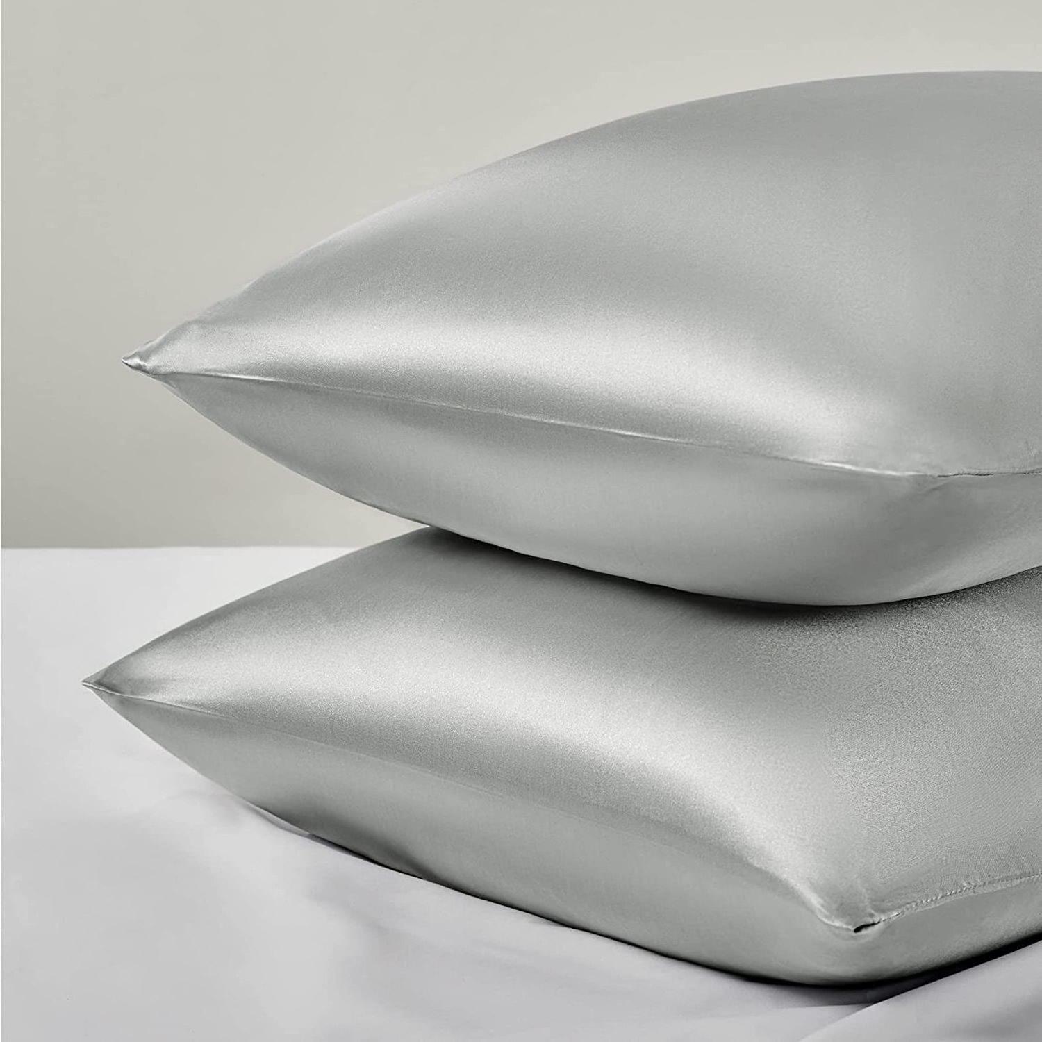 Pillowcase for Hair and Skin Queen Silver Grey Silk Pillowcase 2 Pack 20x30 inches artificial silk pillow case