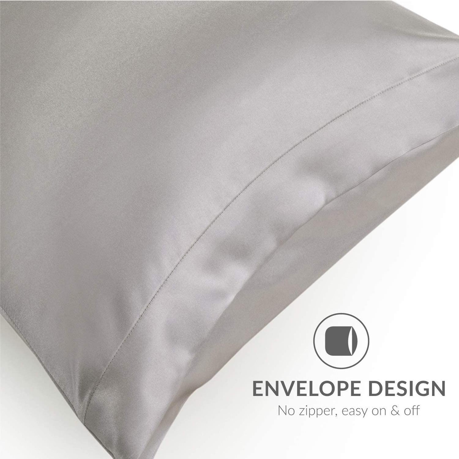 Pillowcase for Hair and Skin Queen Silver Grey Silk Pillowcase 2 Pack 20x30 inches artificial silk pillow case