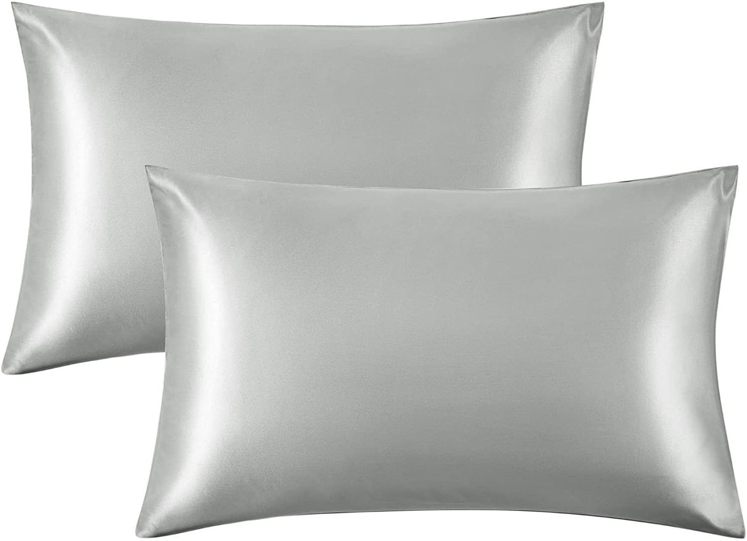 Pillowcase for Hair and Skin Queen Silver Grey Silk Pillowcase 2 Pack 20x30 inches artificial silk pillow case