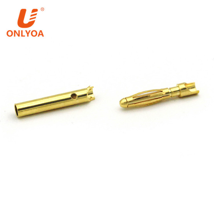 male female small gold bullet connector 2mm short banana plug