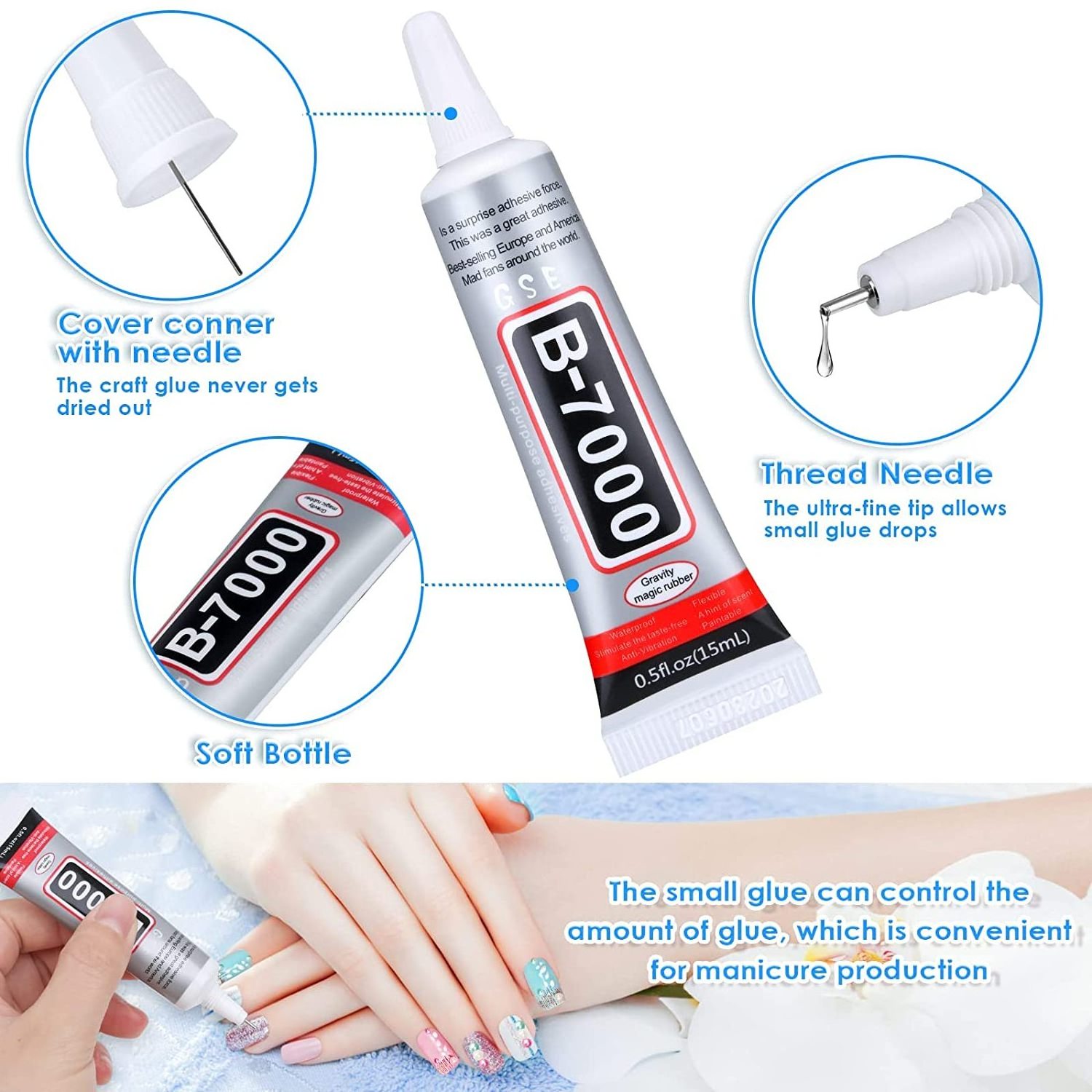 Onlyoa Multipurpose B7000 Medium Adhesives Transparent Liquid Glue 15ml 50ml 110ml