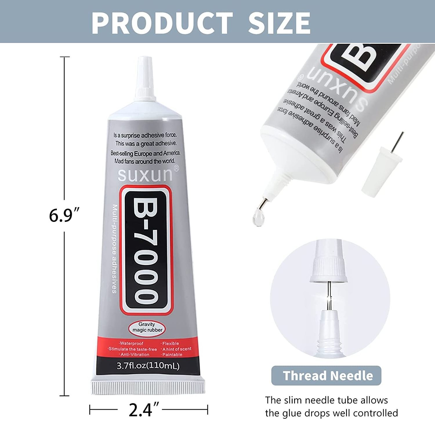 Multipurpose B7000 Medium Adhesives Transparent black Liquid Glue 110ml for DIY and mobile phone