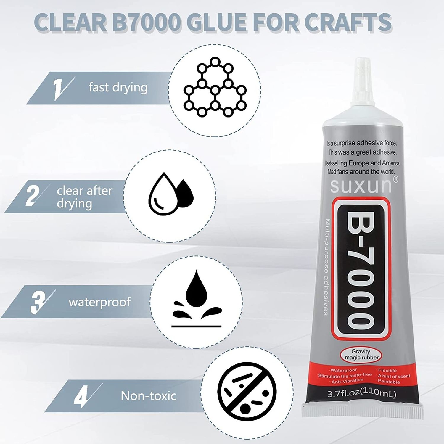 Multipurpose B7000 Medium Adhesives Transparent black Liquid Glue 110ml for DIY and mobile phone