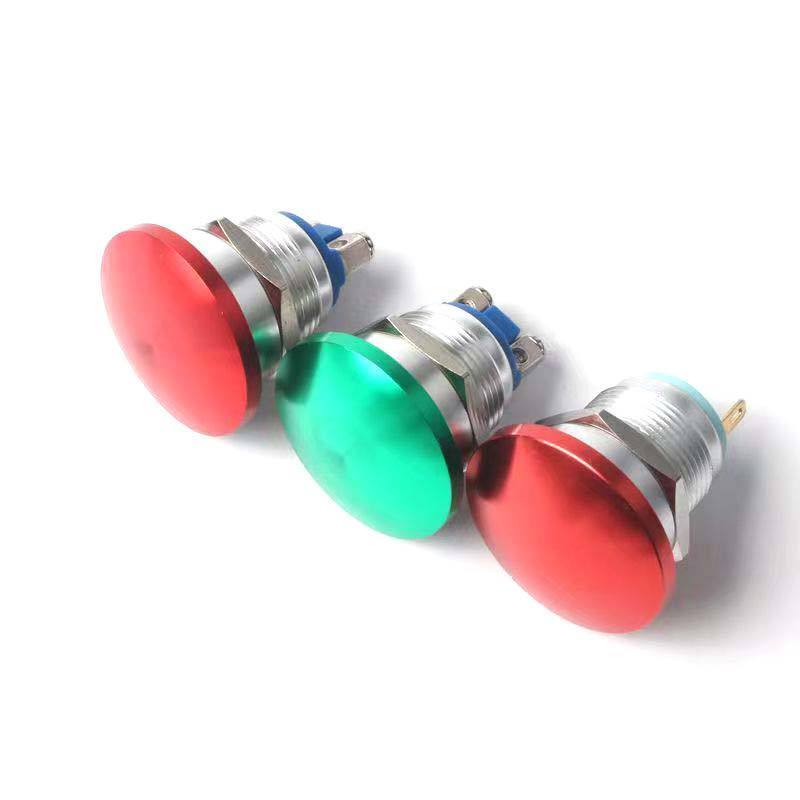 Hot sale 16/19/22/30mm red green screw foot welded foot metal mushroom head push-button switch