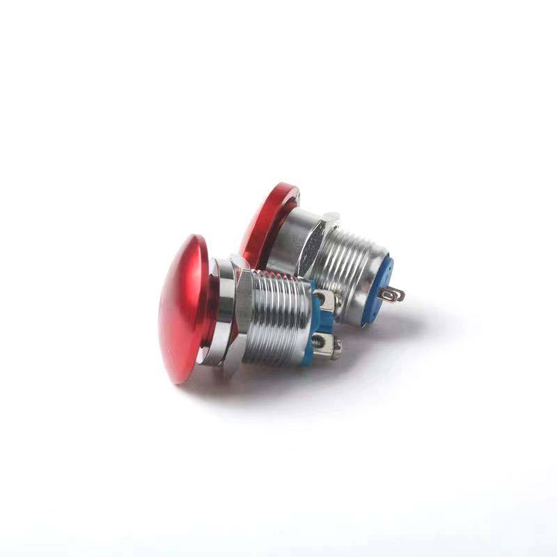 Hot sale 16/19/22/30mm red green screw foot welded foot metal mushroom head push-button switch