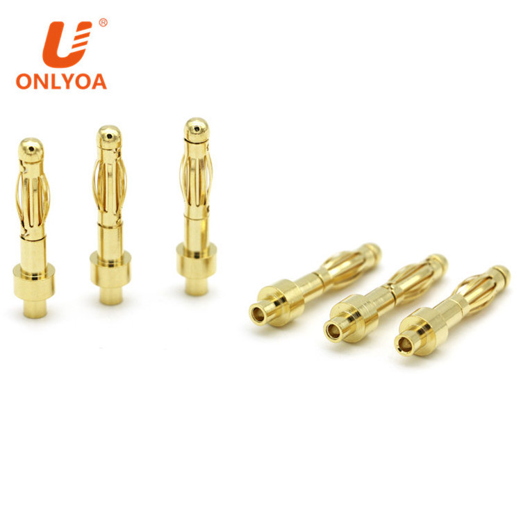 Onlyoa custom male 4mm banana Plugs Gold Plated Musical Speaker Cable Wire Pin 27.5MM Banana Plug Connectors