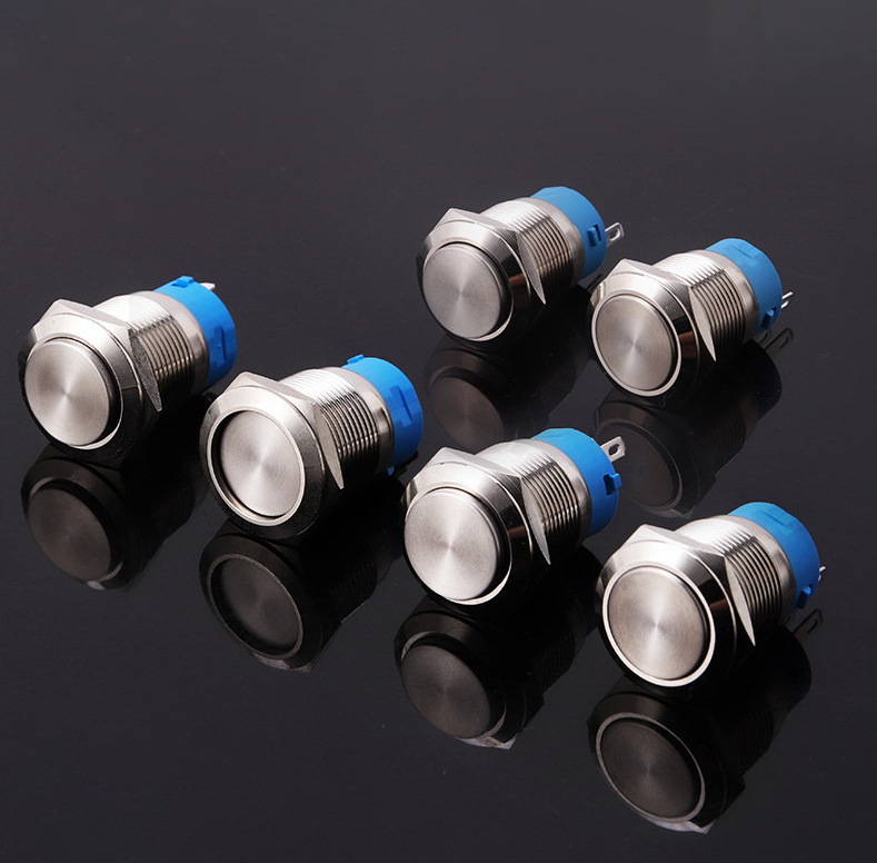 Waterproof 16mm on off Flat Self-locking Metal Push Button switch