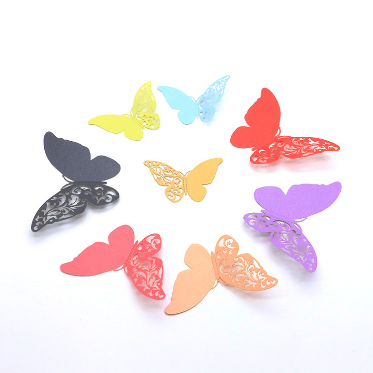 Colorful 3D hollow out pearl paper butterfly wall sticker 3D Butterfly Wall Decal