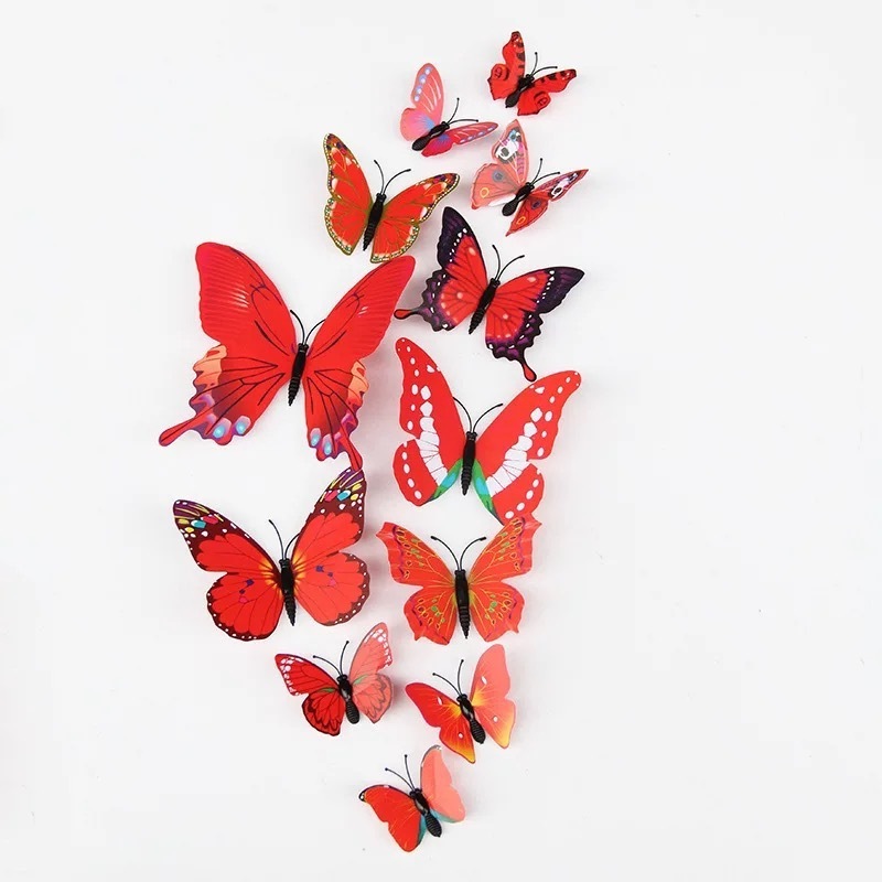 12 single-layer simulated three-dimensional butterfly wall stickers