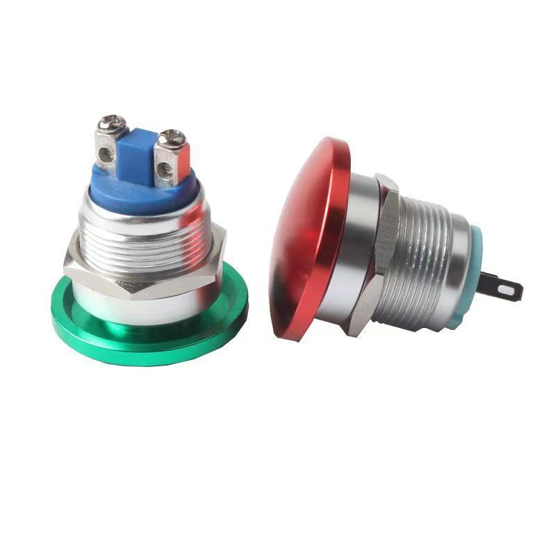 Hot sale 16/19/22/30mm red green screw foot welded foot metal mushroom head push-button switch