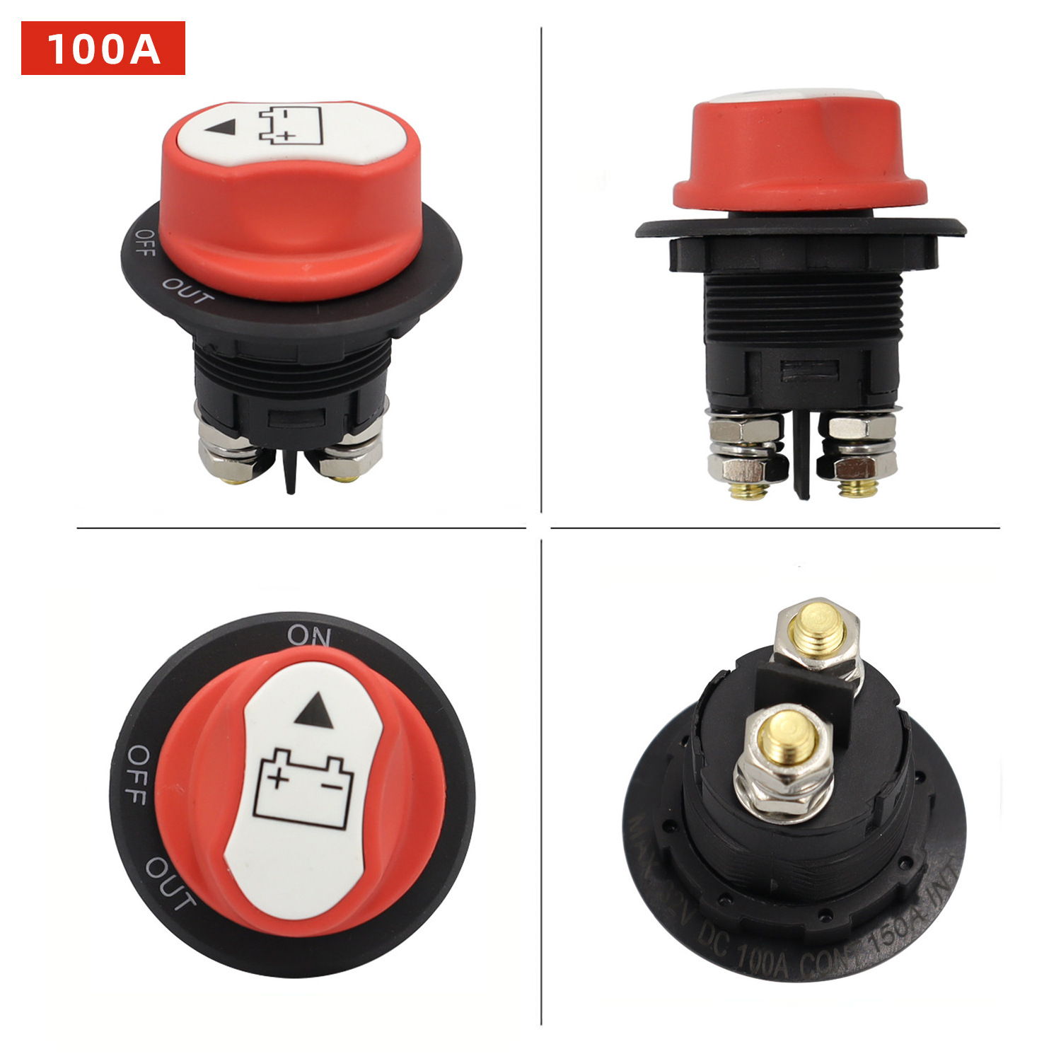 Factory direct sales 50V 50A 100A 200A 300A Battery Switch Waterproof Master Isolator Dual Battery Disconnect Switch for Boat