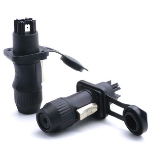 Waterproof Input type 3-pin connector male and female cable connectors black