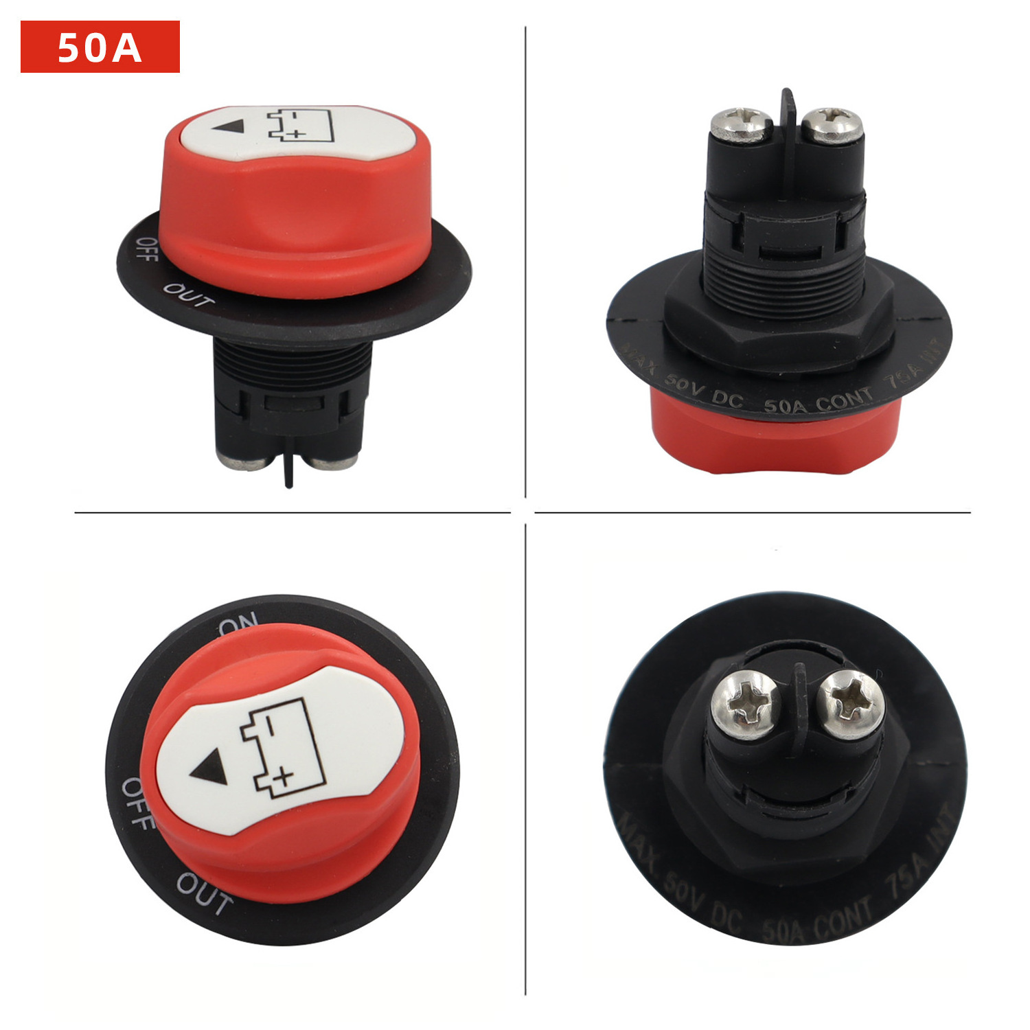 Factory direct sales 50V 50A 100A 200A 300A Battery Switch Waterproof Master Isolator Dual Battery Disconnect Switch for Boat