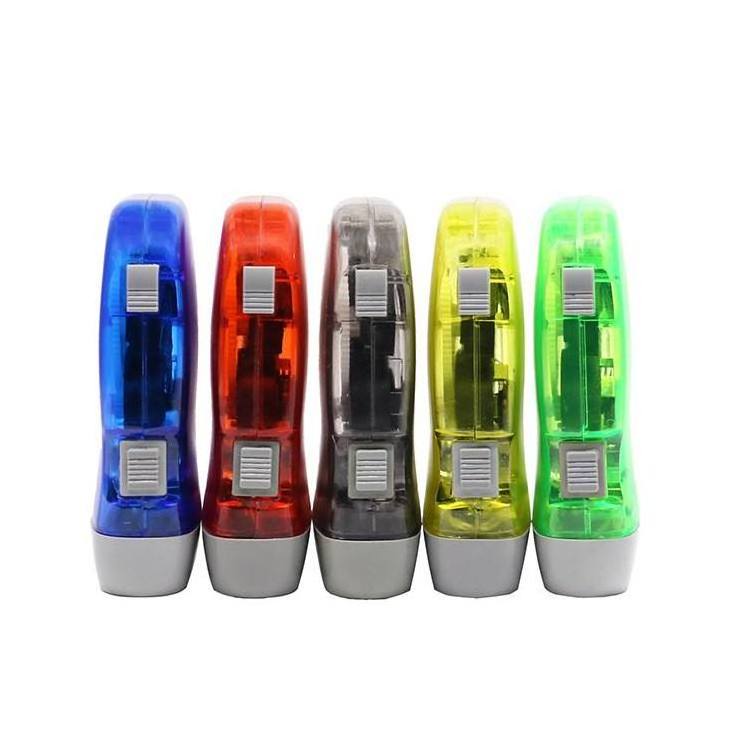 2024 Hot sale Mini Flashlights Torches Colorful Plastic Hand Crank Flashlight Hand Operated Dynamo Led Flashlight