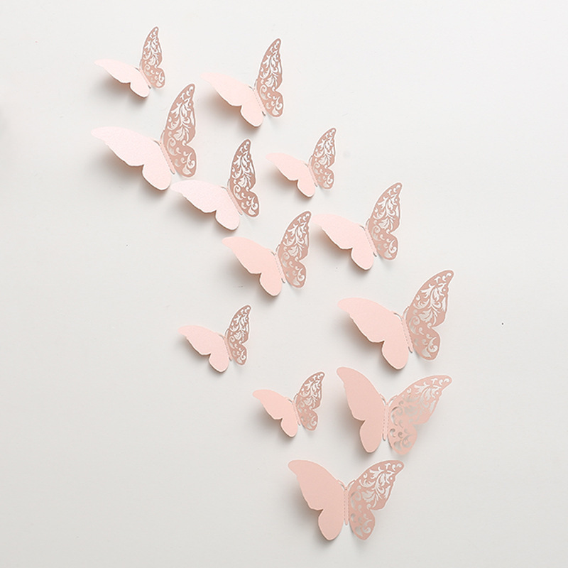 Colorful 3D hollow out pearl paper butterfly wall sticker 3D Butterfly Wall Decal