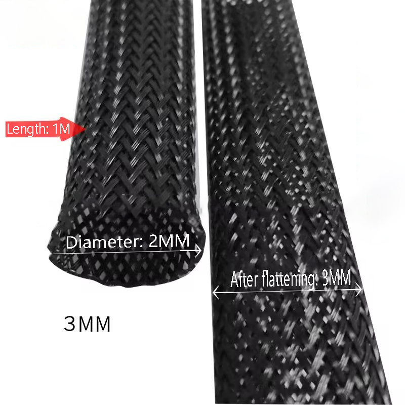 Diameter 2mm  Width after flattening 3mm self-winding braided opening textile sleeve flame retardant nylon car wire harness prot