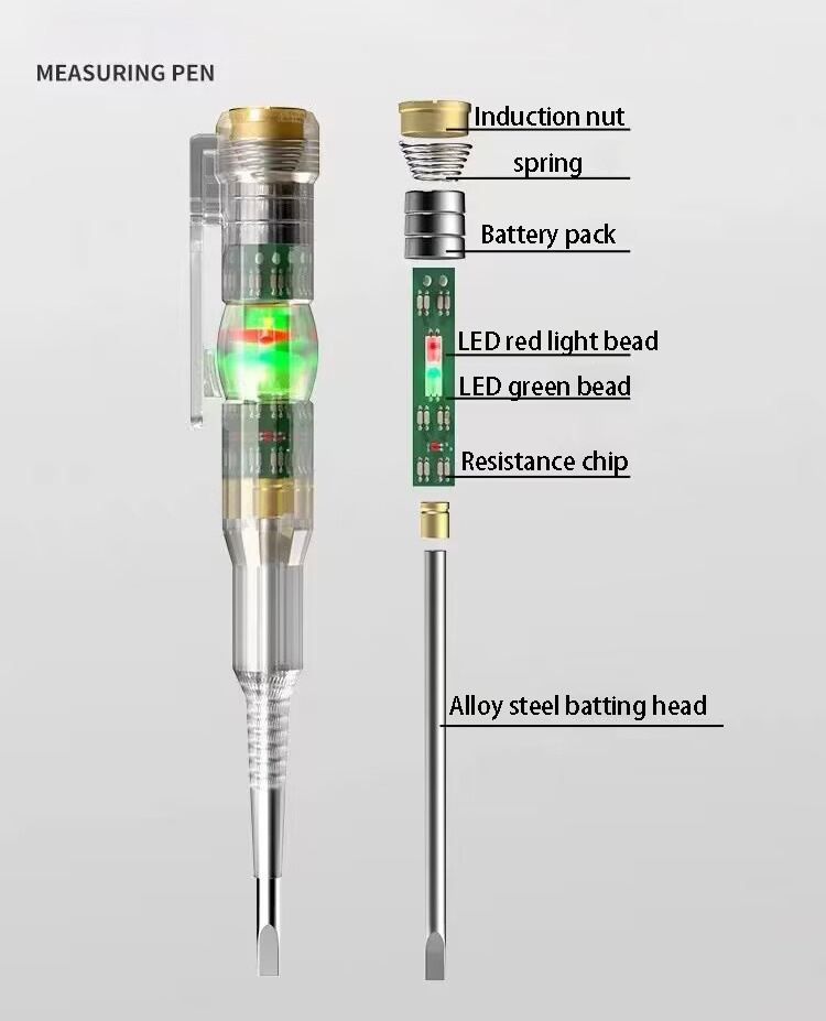 Electrician dedicated multifunctional testing pen dual lamp electronic induction pen