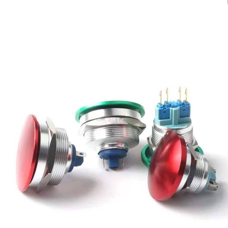 Hot sale 16/19/22/30mm red green screw foot welded foot metal mushroom head push-button switch