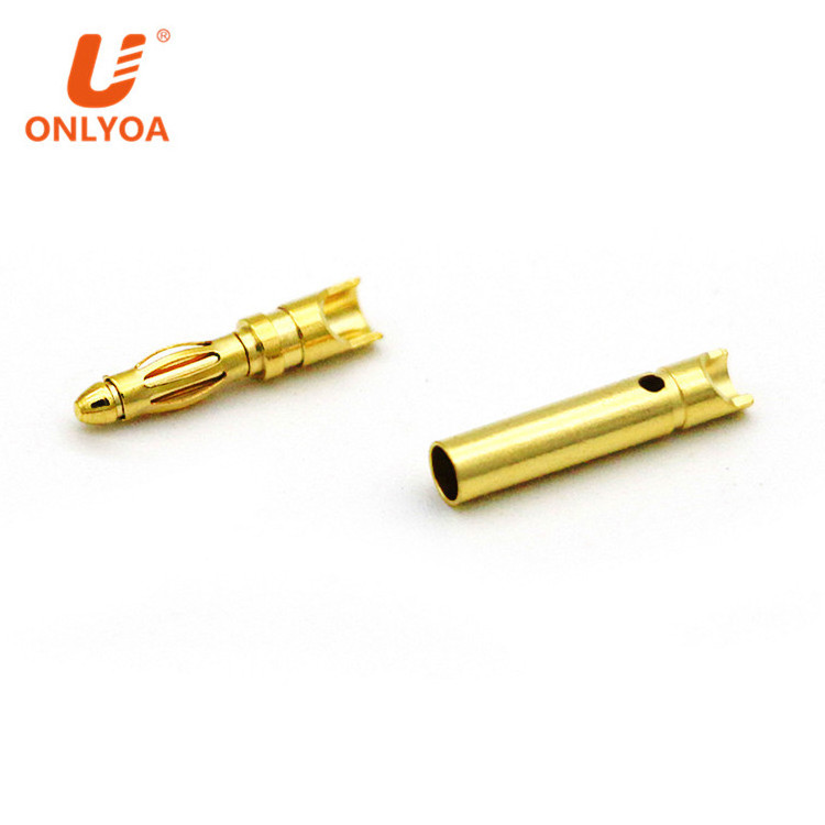 male female small gold bullet connector 2mm short banana plug