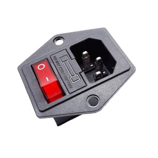 AC-01 AC Power Socket Switch With Lamp With Fuse Holder With Ear 10A / 250V 10A 250VAC 3 Pin iec320 C14 inlet connector plug