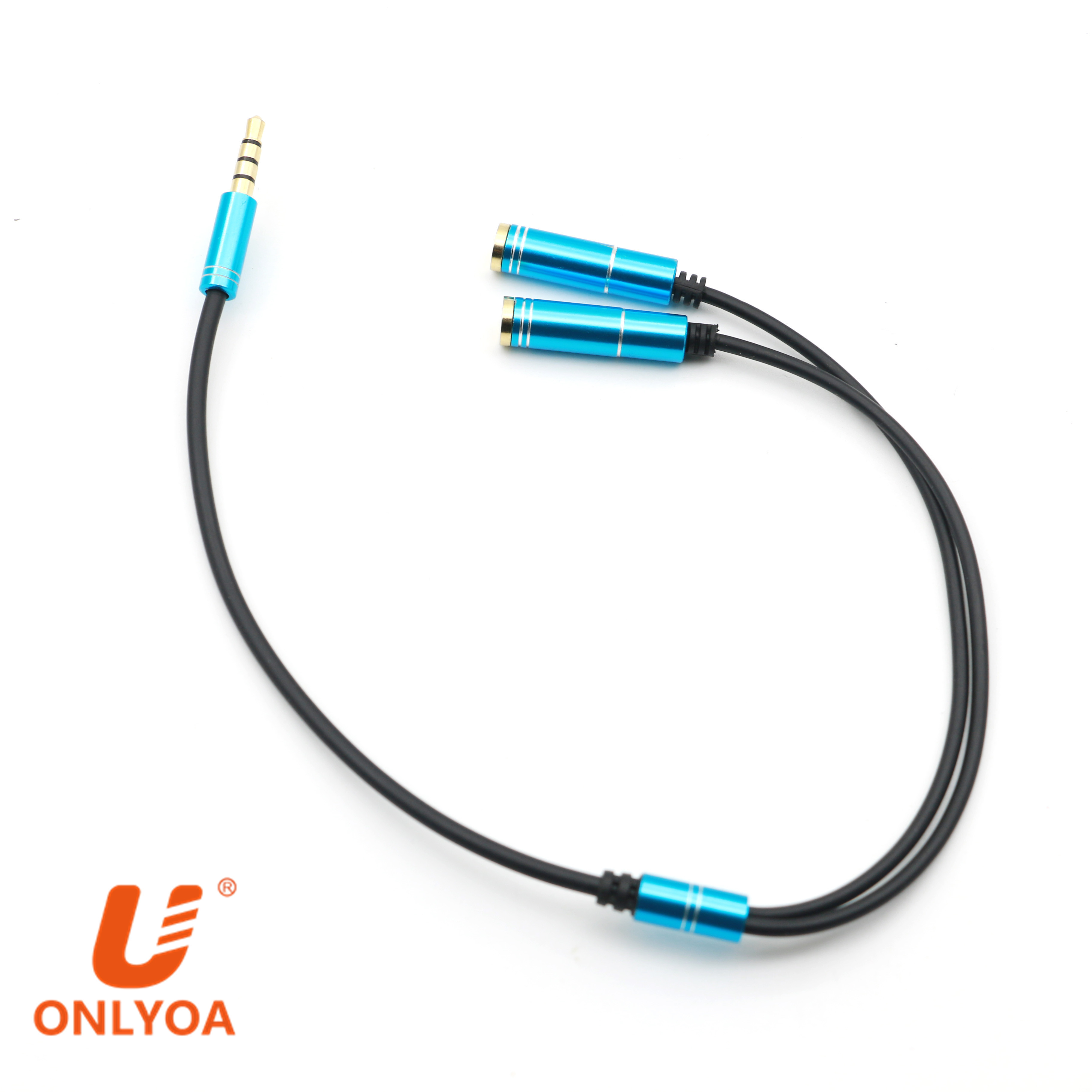 Y Headphone Splitter, 3.5mm TRRS 4Pole Stereo audio cable Male to 2 Double Female Y socket Jack AUX for Tablet Smartphone MP3