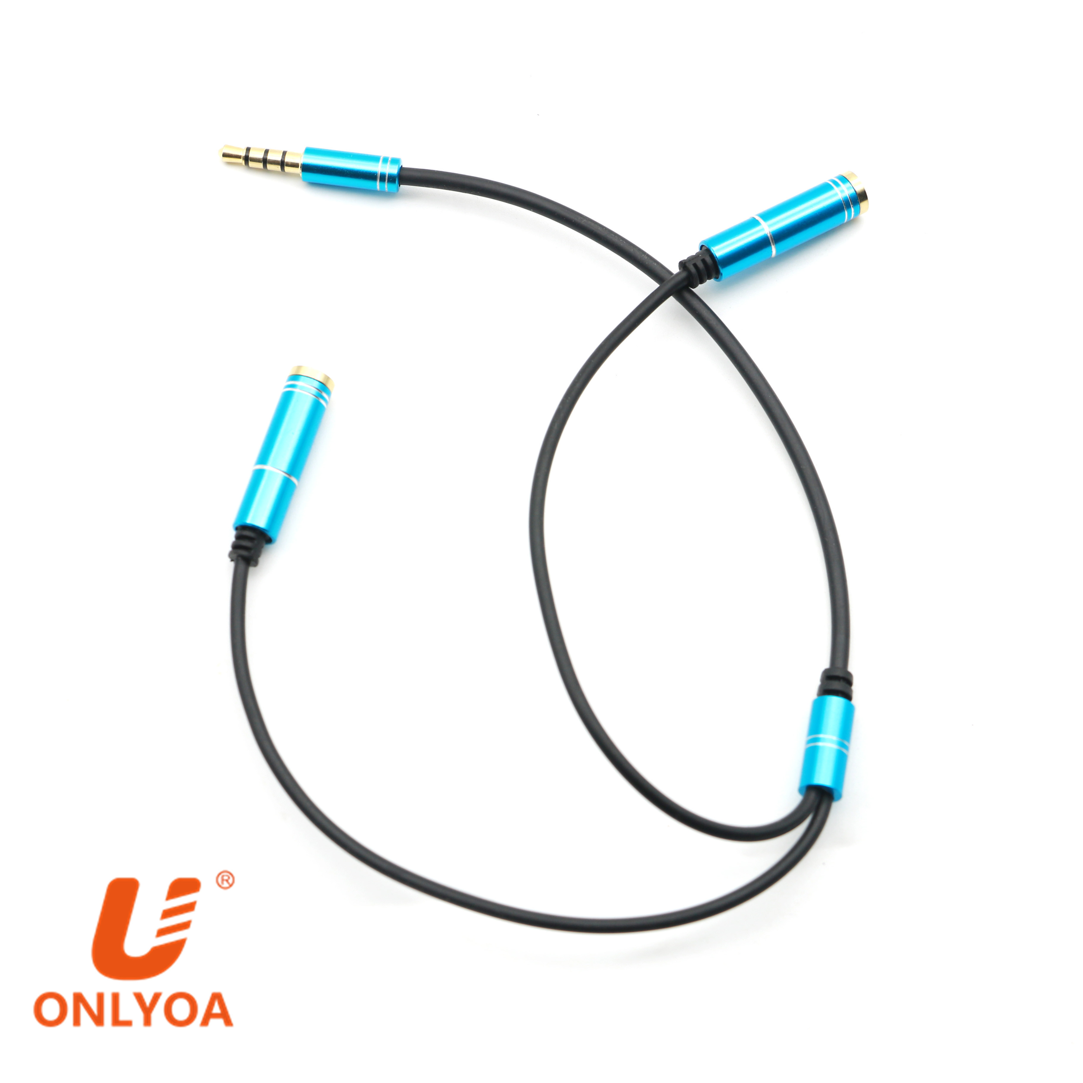 Y Headphone Splitter, 3.5mm TRRS 4Pole Stereo audio cable Male to 2 Double Female Y socket Jack AUX for Tablet Smartphone MP3