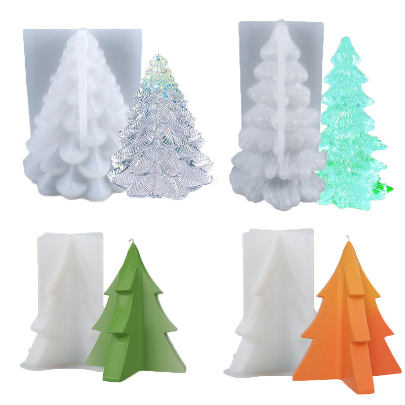 3D Christmas Tree Silicone Candle Mold for Candle Making Xmas Pine Tree Silicone Soap Molds DIY Cake Decorating Candle Making