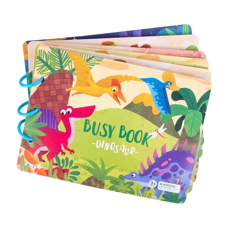 Education Version Busy Book for Kids Farm Animal Dinosaur Reusable Sticker Book Activity Colorful Hook And Loop Quiet Book