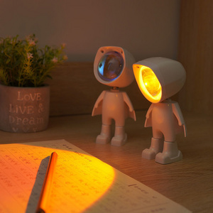 Cute Robot Sunset Lamp RGB Color Touch Control 360 Degree Night Light Astronaut Sunset Projection LED Table Lamp for Room Decor