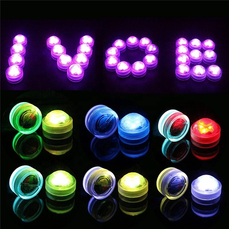 Mini Battery Submersible LED Lights Waterproof Underwater Night Lamp Remote Control Tea Light Vase Weeding Party Decor Light