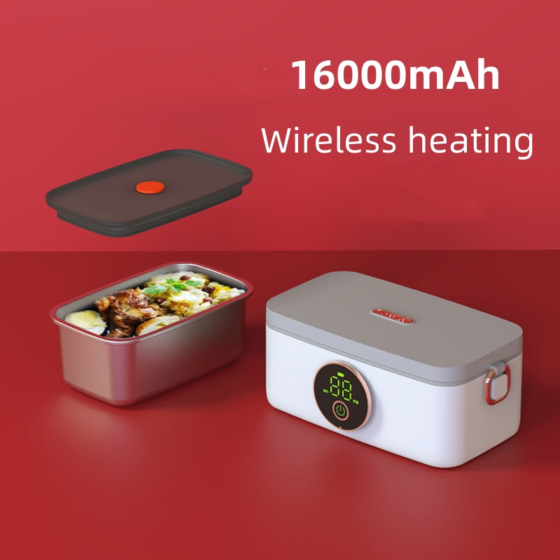 Rechargeable Stainless Steel Electric Lunch Box Food Heater Portable Faster Food Warmer with 1L Removable Container for Car Home