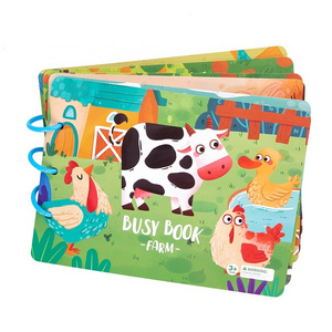 Education Version Busy Book for Kids Farm Animal Dinosaur Reusable Sticker Book Activity Colorful Hook And Loop Quiet Book