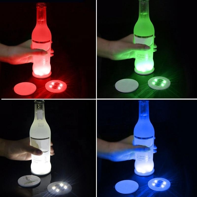 Wholesale LED Tableware Mat Cup Luminous Sticker Colorful Flashing Bottle Sticker Light-emitting Coaster Bar Light 6cm Colorful