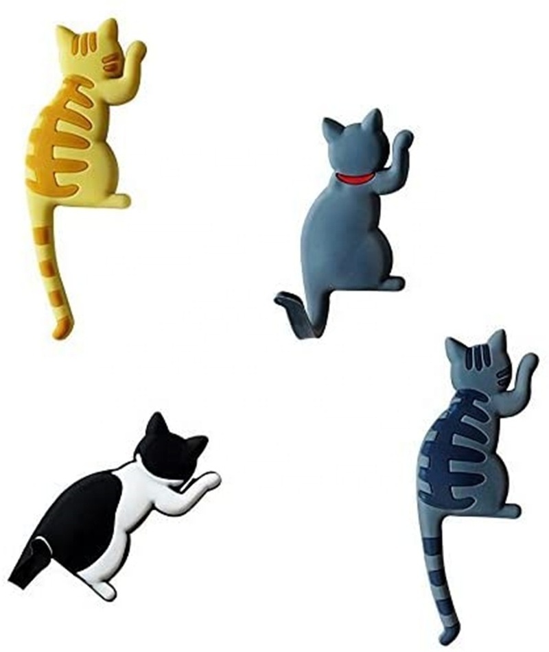 Custom Multifunction Cat Magnetic Refrigerator Sticker Cute Cat Hanging Hook Refrigerator Decal Magnetic Sticker