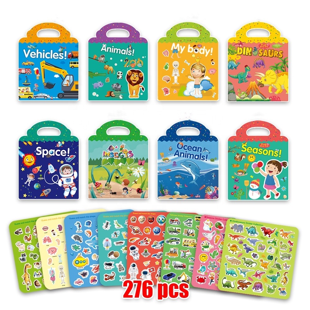 New 14 Styles Children Activity Sticker DIY Puzzle Educational Toys 6 Designs Gift Customized Printing Sticker Book for Kids