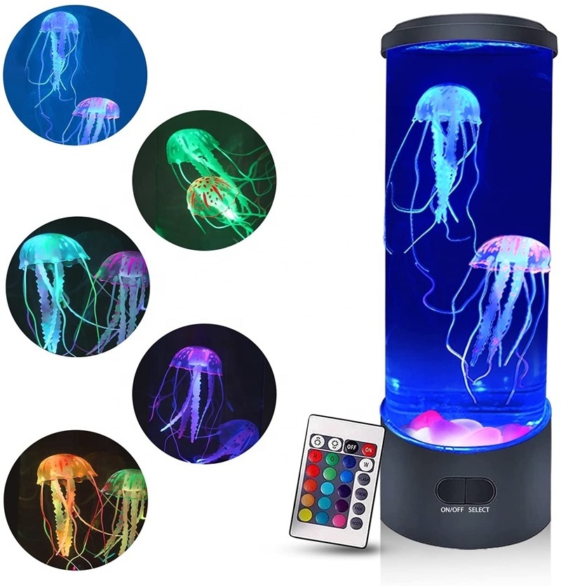 Custom Jellyfish Lamp Color Changing Aquarium Tank LED Night Light with Remote Control Birthday Gift USB Charging Jellyfish Lamp