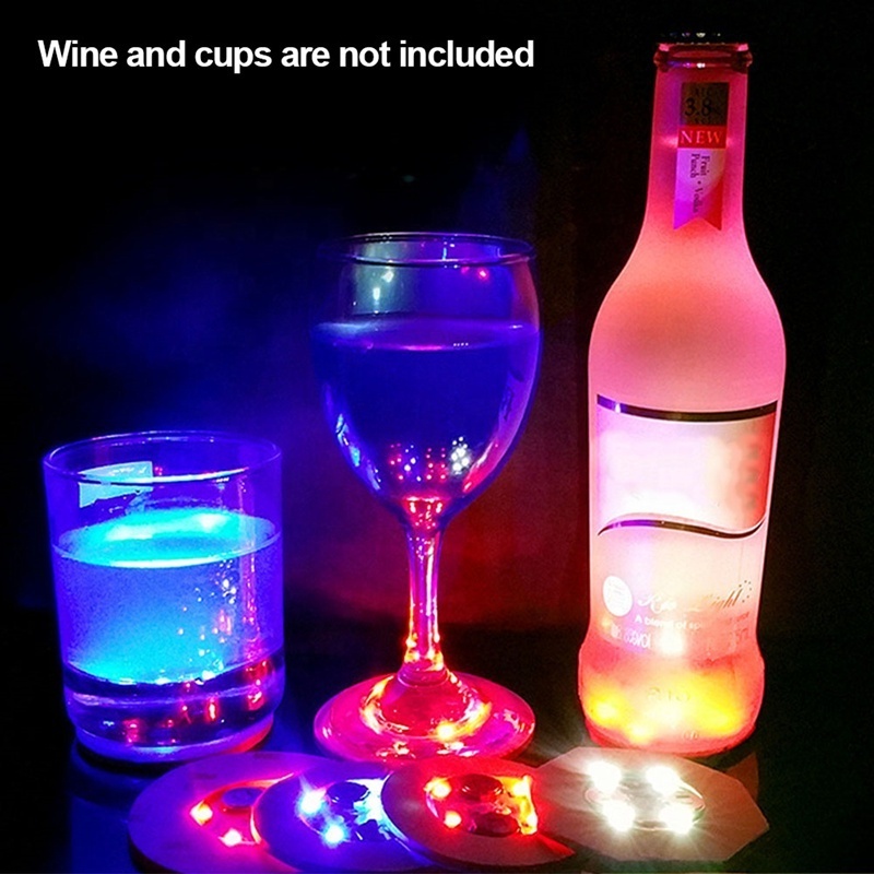 Wholesale LED Tableware Mat Cup Luminous Sticker Colorful Flashing Bottle Sticker Light-emitting Coaster Bar Light 6cm Colorful