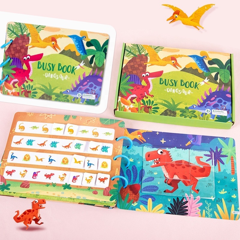 Education Version Busy Book for Kids Farm Animal Dinosaur Reusable Sticker Book Activity Colorful Hook And Loop Quiet Book