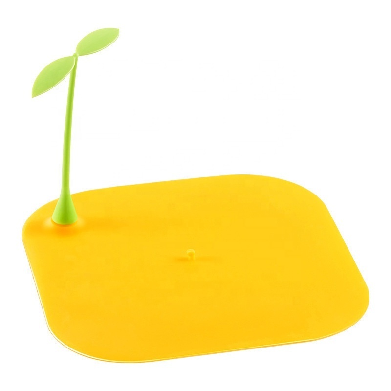 Cute Bean Sprouts Sink and Tub Stopper Silicone Drain Cover Deodorant Flat Suction Cover for Kitchen Bathroom and Laundry