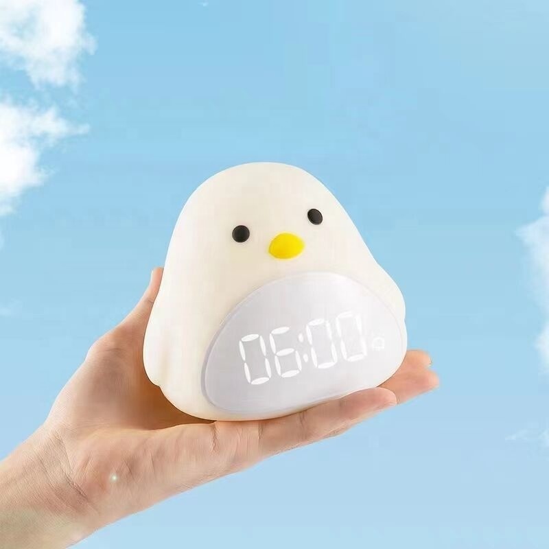 Mskwee Time Bird Night Light Alarm Clock Cartoon Cute Silicone Touch USB Bedside Lamp LED Night Lamp For Children Baby Kids Gift