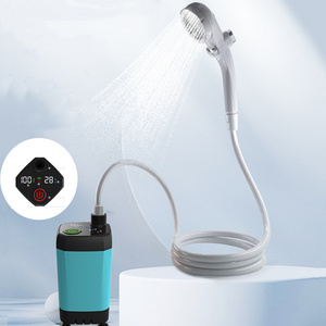 New Arrival 7800mAh Outdoor Portable Rechargeable Camping Shower With Usb Shower Head Hose Digital Display Electric Shower Pump