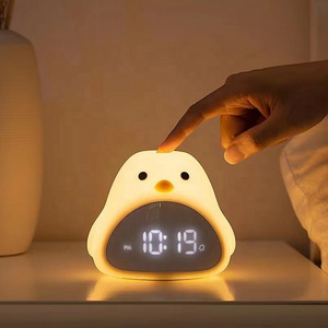 Mskwee Time Bird Night Light Alarm Clock Cartoon Cute Silicone Touch USB Bedside Lamp LED Night Lamp For Children Baby Kids Gift