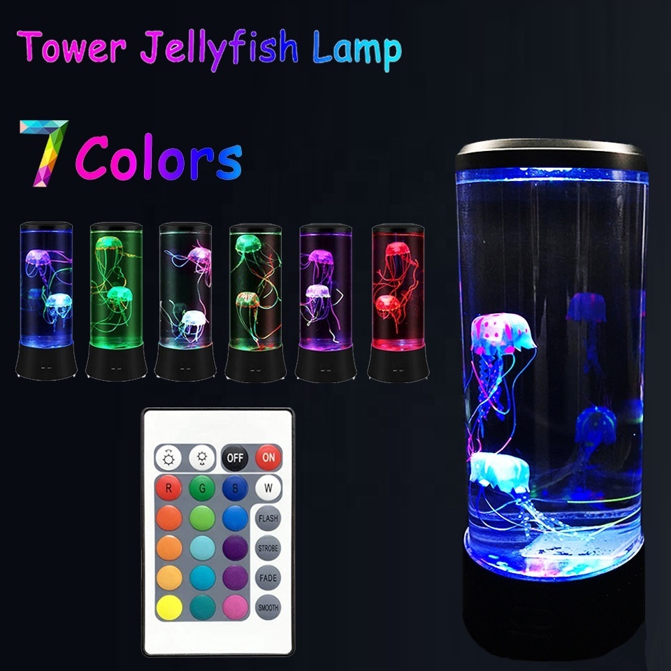 Custom Jellyfish Lamp Color Changing Aquarium Tank LED Night Light with Remote Control Birthday Gift USB Charging Jellyfish Lamp