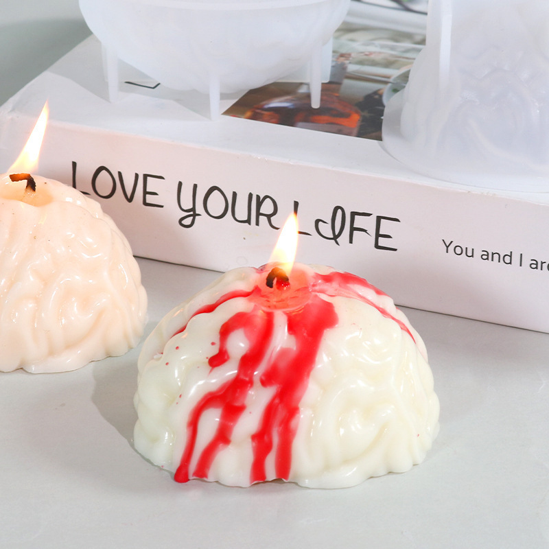 Halloween Human Brain Candle Silicone Mold DIY Brain Molds for Epoxy Resin Casting Soap Making Molds